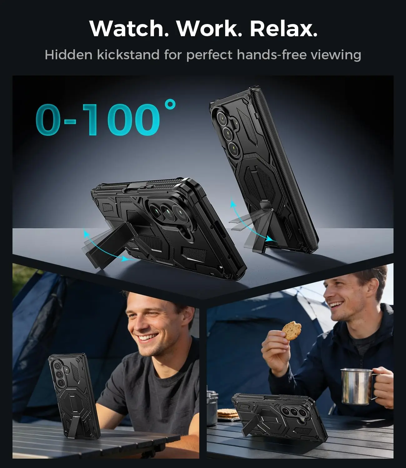 Magnetic Stand Rugged Shockproof Case with Hinge Protection and Military-Grade Durability