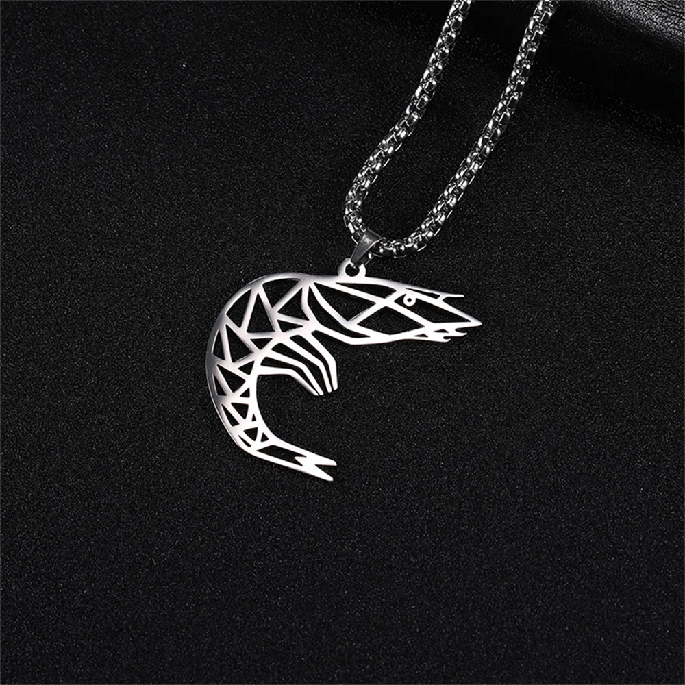 Punk Garnelen Löwe Wolf Anhänger Halskette Edelstahl Tier Halskette trend ige weibliche Geburtstags feier Geschenk Designer Schmuck – Detail 9