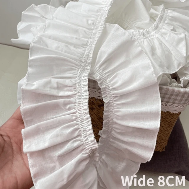 Cotton Ruffled Lace Trim White  Cotton Ruffles Fabric Trim