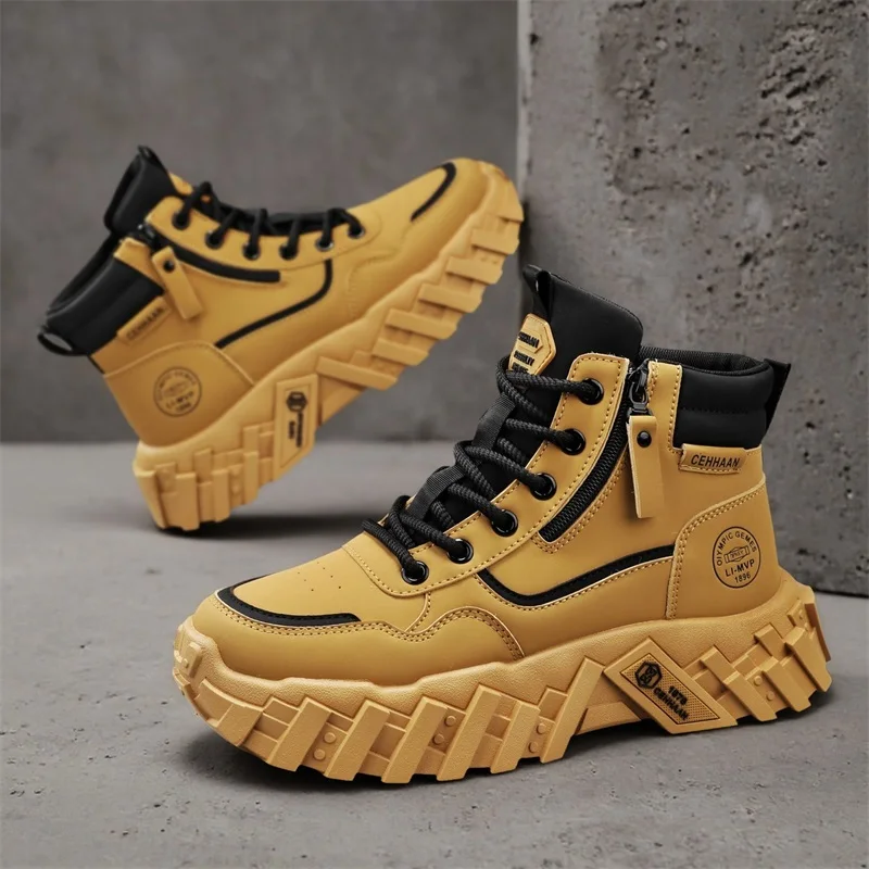 Botines altos de hombre para invierno con forro casuales_voghion.com