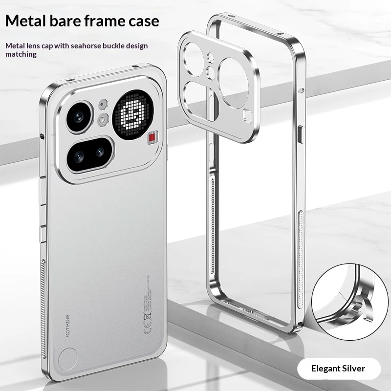Luxury Metal Bumper Shockproof Bare Skin Hard Aluminum Frame with Camera Protection