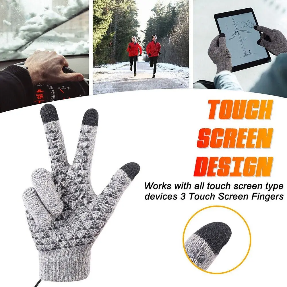 Warm Electric Heated Gloves Creativity Touch Knitting Cycling Gloves Computer Gloves Non-Slip USB Heated Gloves Men Women