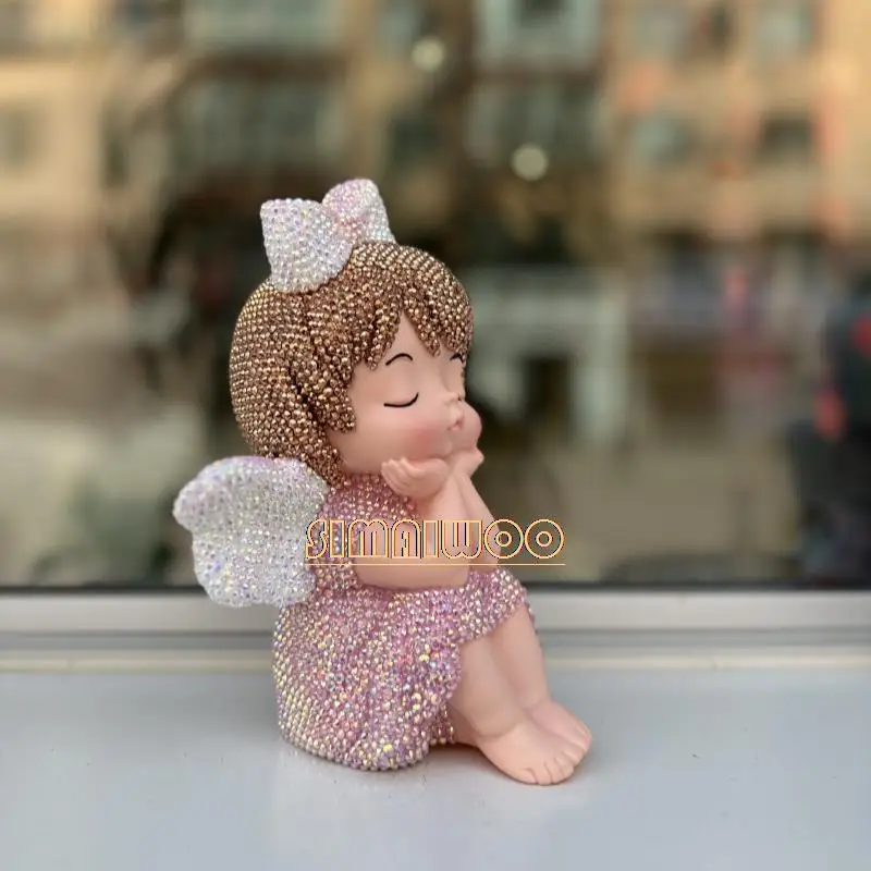 Strass Segen Engel Münzfach Mädchen Zimmer Ornament Mosaik Kreuzstich Handwerk Home Decor Figur Weihnachtsgeschenk – Detail 7