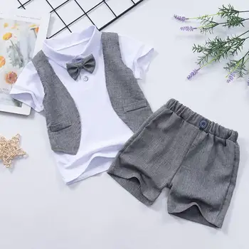 Completi Estivi per Bambini, Set di 2 Pezzi con T-Shirt e Pantaloncini alla Moda per Ragazzi, Costume Casual per Neonati, Tute per Bambini