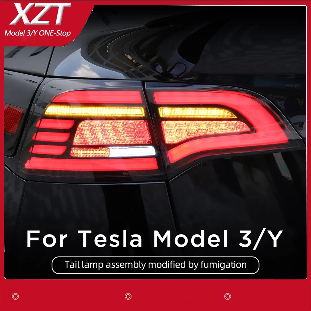 

For Tesla Model 3 Model Y Car LED Tail Light Taillight model3 2023 Rear Running Light Brake Reverse Lamp Dynamic Turn Signal