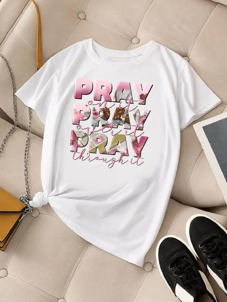 

Graphic T-shirts Clothing Print Short Sleeve Top Cartoon Faith Style Lovely Trend Cute Fashion Women Tshirt Printing Tee