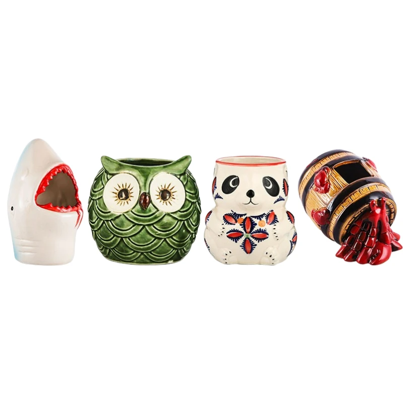 Ceramic Drinking Cup Ceramic Cup Ceramic Mug Beer Mug Tiki Mug Hawaiian Cocktail Cups Creative Ceramic Funny Cup Tiki Mugs Beer Beverage Mug Wine Bar Tools Gift for Friends