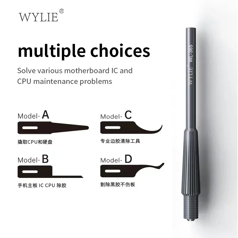 WYLIE WL-365 다기능 칼, 핸드 폴리싱 초박형 블레이드 세트, 휴대폰 마더보드 접착제 제거, IC CPU 프라이 도구, 4 in 1