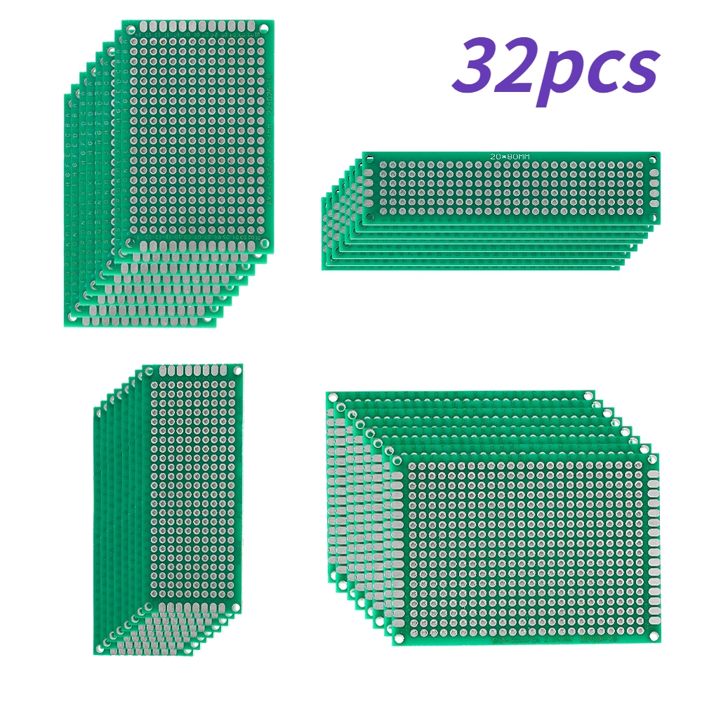 

Набор печатных плат двусторонних, 32 шт./партия, 2x8 3x7 4x6 5x7 см, для электроники «сделай сам», широко используется в сфере электроники
