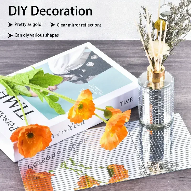 1PC Mirror Wall Sticker Self-Adhesive Square Mosaic Tiles Stickers For Home Bathroom Wall Decor Wedding Bar Diy Disco Ball wall stickers