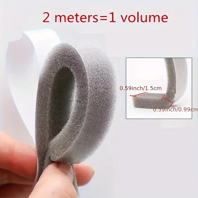 Door Seal Strip 1/2pcs Self-adhesive Sponge Seal Cuttable Waterproof Soundproof Windshield Impact Seal Door Frame Cabinet Wear Protection Tool