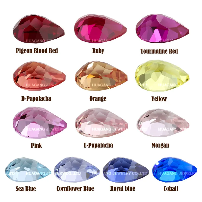 Pear Cultivate gemstones Multiple Colors Sapphire briolette Laboratory grown by Czochralski Loose Gemstones For Jewelry Making