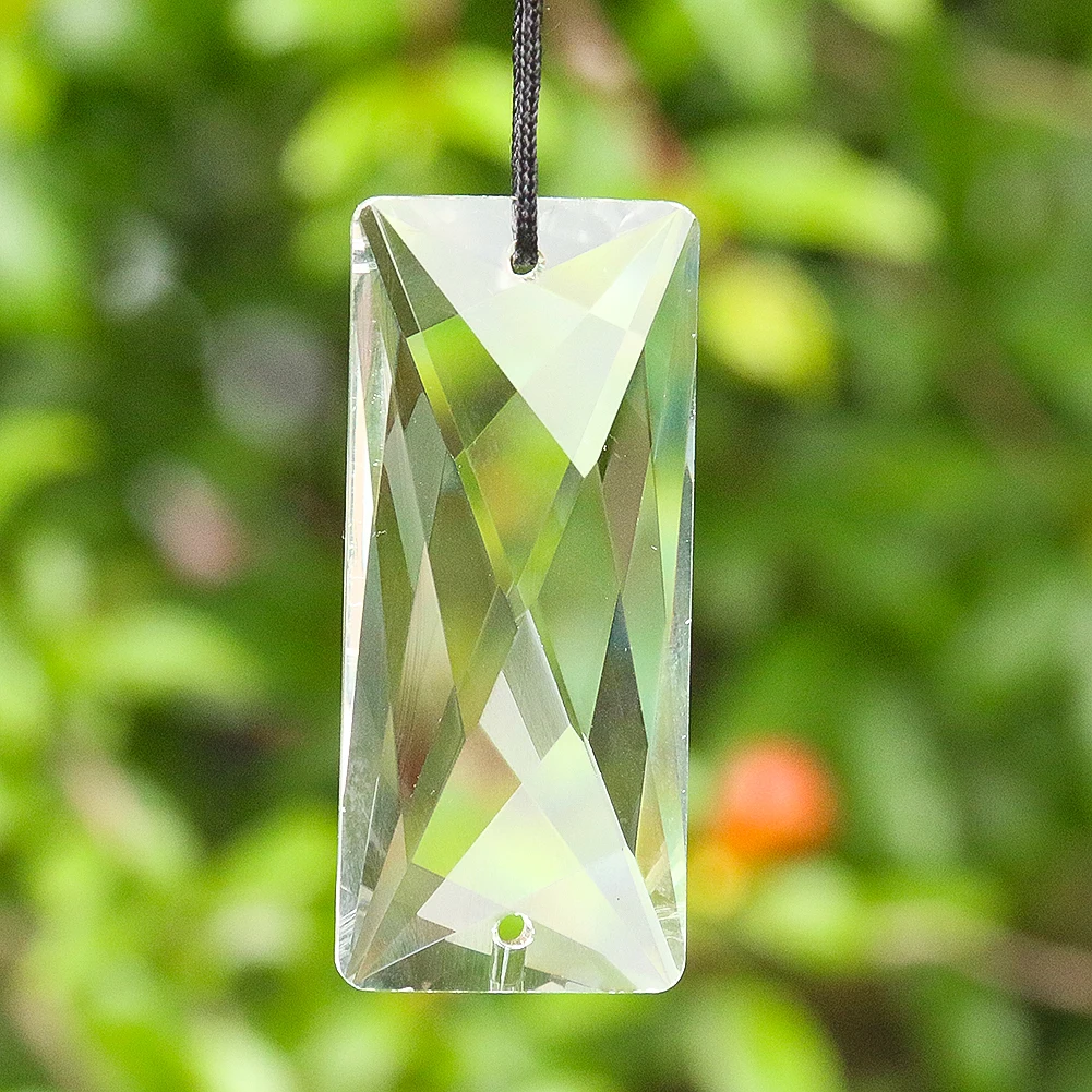 5PCS 50mm Rectangle Transparent Crystals Pendants Chandelier Glass Crystals Lamp Prisms Hanging Ornament Parts Drops 2 Holes yiwi 2020 60 sheets 3 holes pvc notebook paper transparent 3 loose leaf binder notebook filler pages