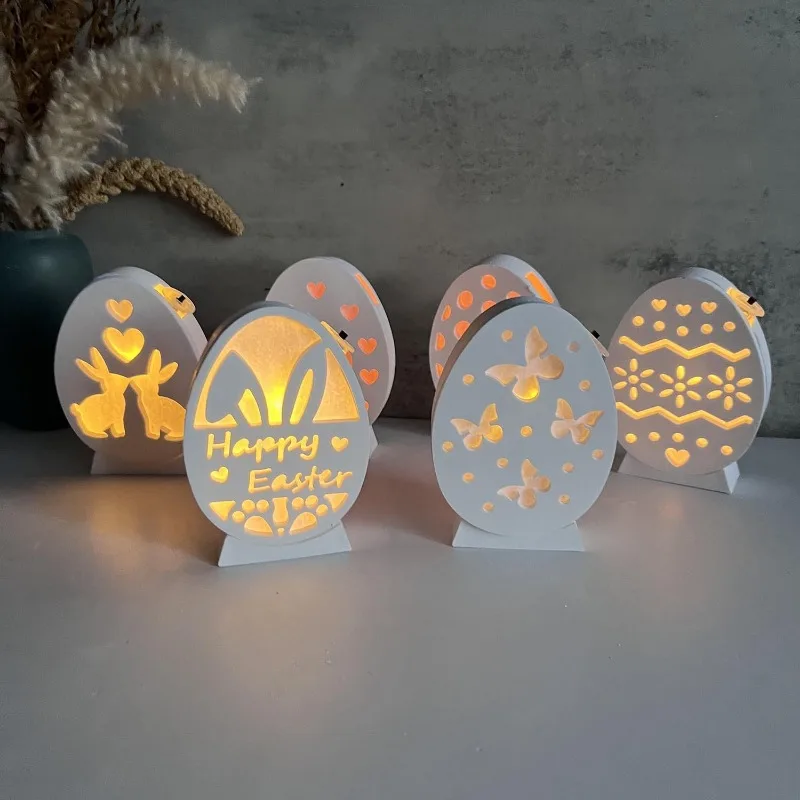 Easter Atmosphere Lamp Silicone Mold Hollow Easter Egg Rabbit Butterfly Love Mirror
