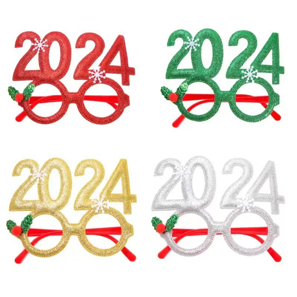 

New Year 2024 Glasses Frame Photobooth Props Merry Christmas Ornaments Xmas Navidad Gifts New Year Eve Party Favors Decorations