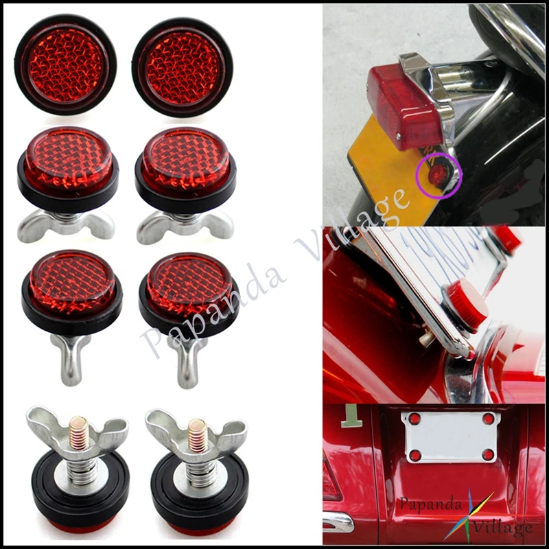 4 Pcs 8 Pcs Motorcycle Mini Safety Reflector License Plate Reflector