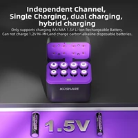 KOSHARE 1.5V AA 4255mWh AAA 1100mWh Rechargeable Lithium Battery Charger Set  With LED Indicator Arc-look Fast Charging Case 2