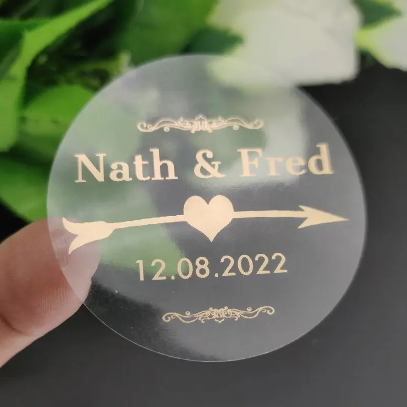 100 Pieces Customized Gold Foil Invitation Wedding Baptême Hennaday  Engagement Anniversary Party Stickers 3cm Round Shape