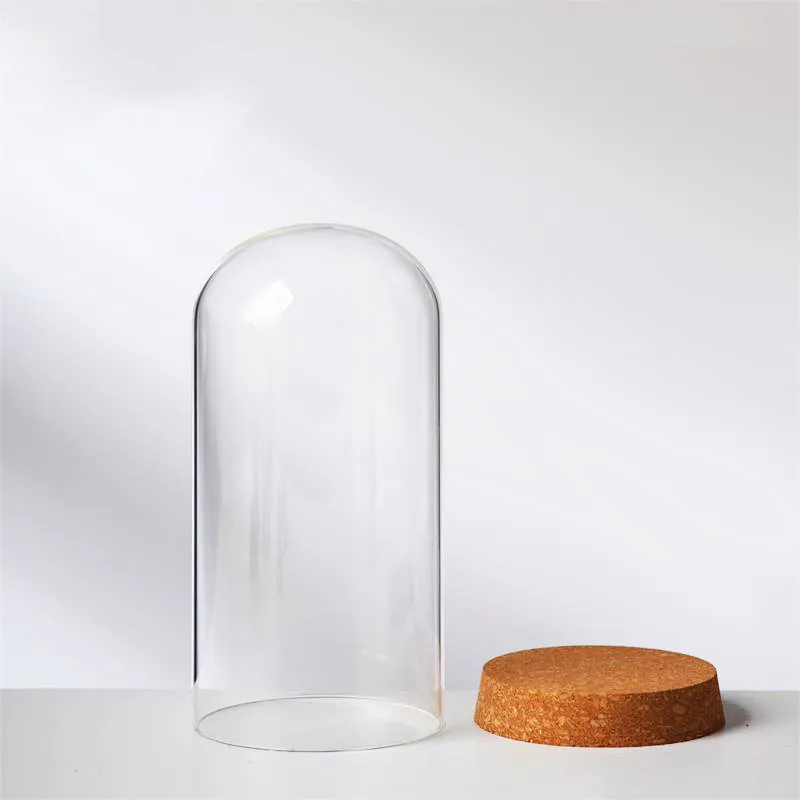 18pcs 12x21cm Clear Glass Hemisphere Cover Glass Dome Covers Protect Dry Flower For Flower Succulent Plant Vase Wood Table Decor