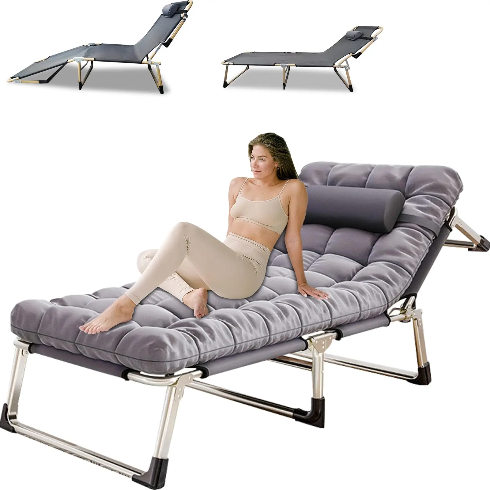 thumbnail image 1 of Cama de camping de metal con diseño plegable, liviana y duradera para aventuras al aire libre y comodidad para dormir, 1 of 3