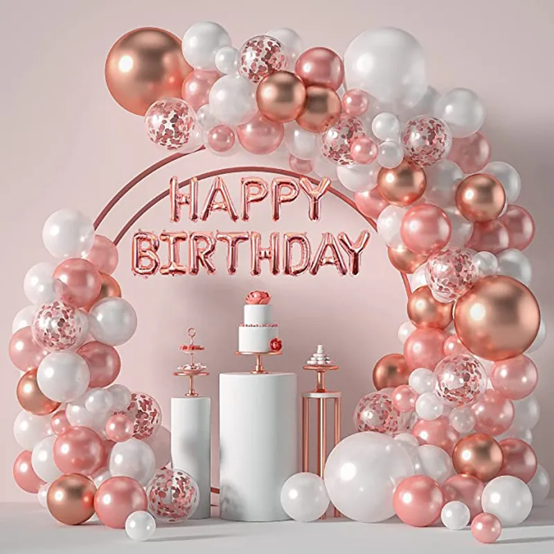 

Hot Selling 123Pcs Rose Gold Latex Balloon Wreath Arch Set for Valentine's Day Birthday Anniversary Party Decoration