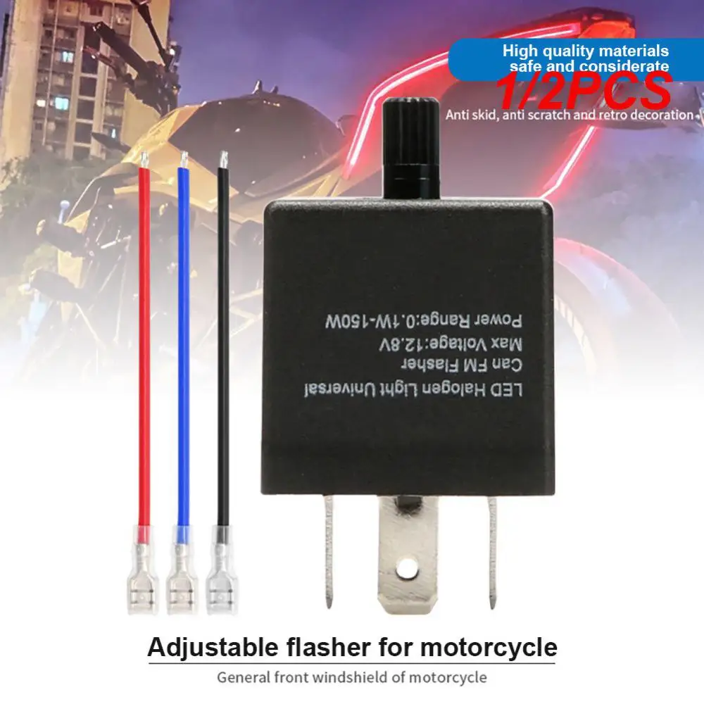 

1/2PCS Universal Adjustable Frequency Flashers Car Motorcycle LED High-power Flashing Relay LED Running Turn Signal Flashing