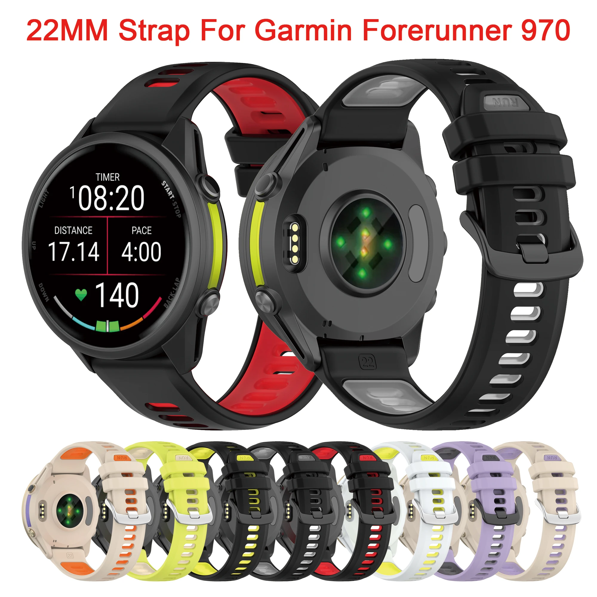 Versatile 22mm Silicone Smartwatch Strap Bracelet
