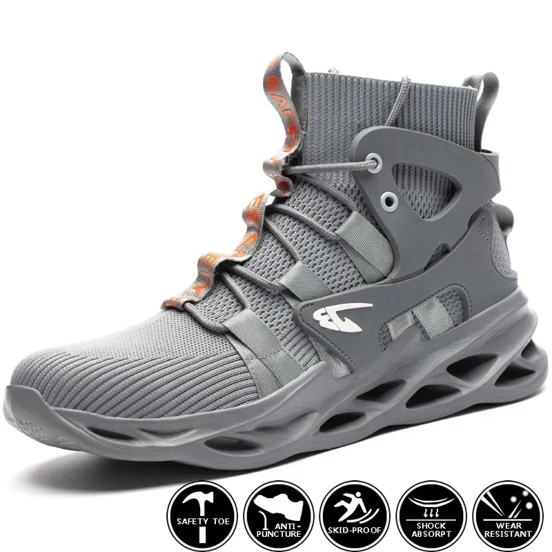Chnmr Fashion Steel Toe Cap Sneaker Traspirante Per Lavoro Scarpe Antinfortunistiche Da Uomo Stivali Da Lavoro Antinfortunistici Antiurto Antiperforaz