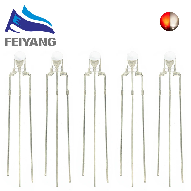100PCS 3MM Runde Klare Linse Zwei Farbe Gemeinsame Anode/Kathode LED Rot Warm Weiß Blau Gelb grün Bi-Farbe Diode Licht – Detail 6