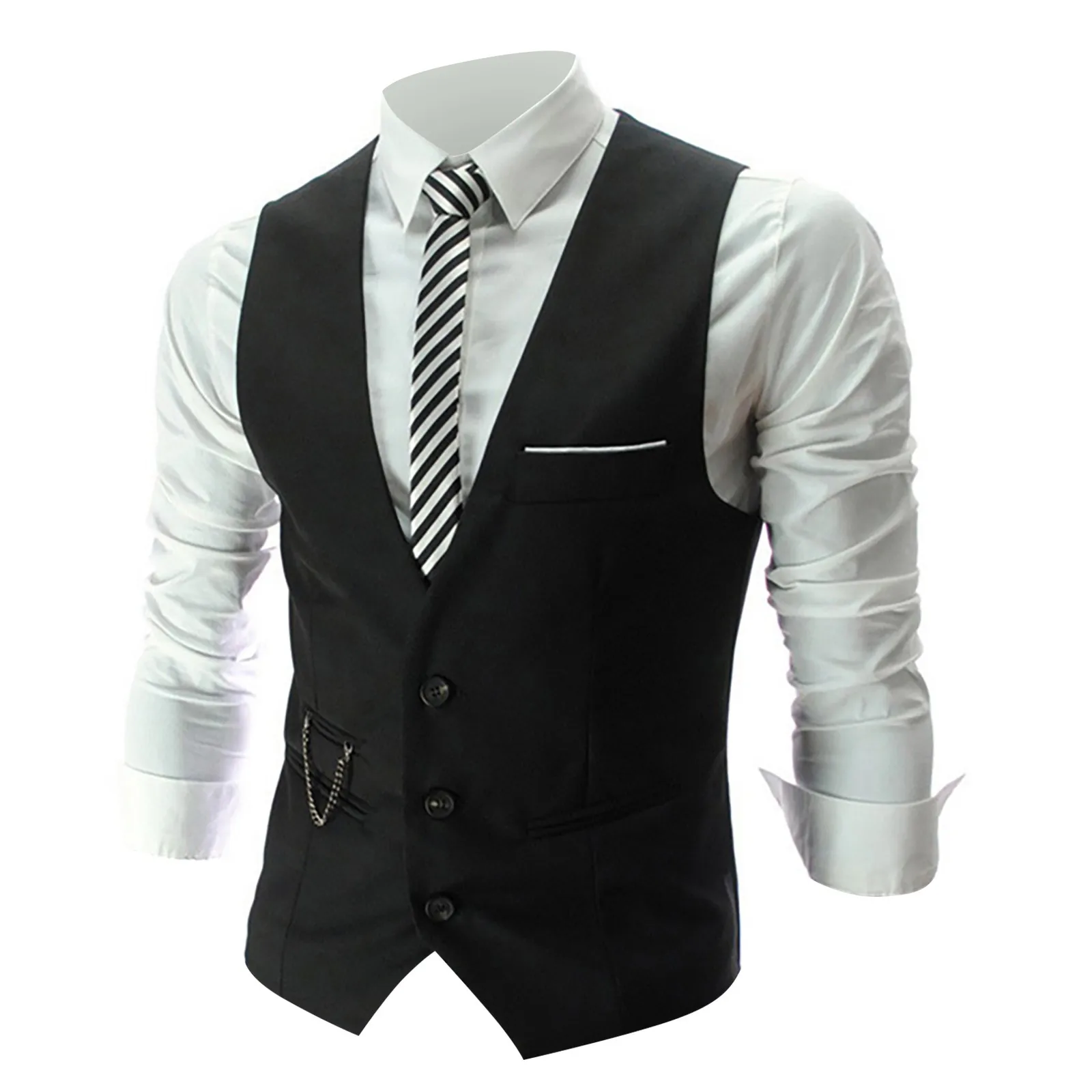 

Men'S Slim Fit Mens Suit Vest Casual Suit Vests Man Formal Gilet Businss Vests Solid Color Male Waistcoat Gilet Homme Chaleco