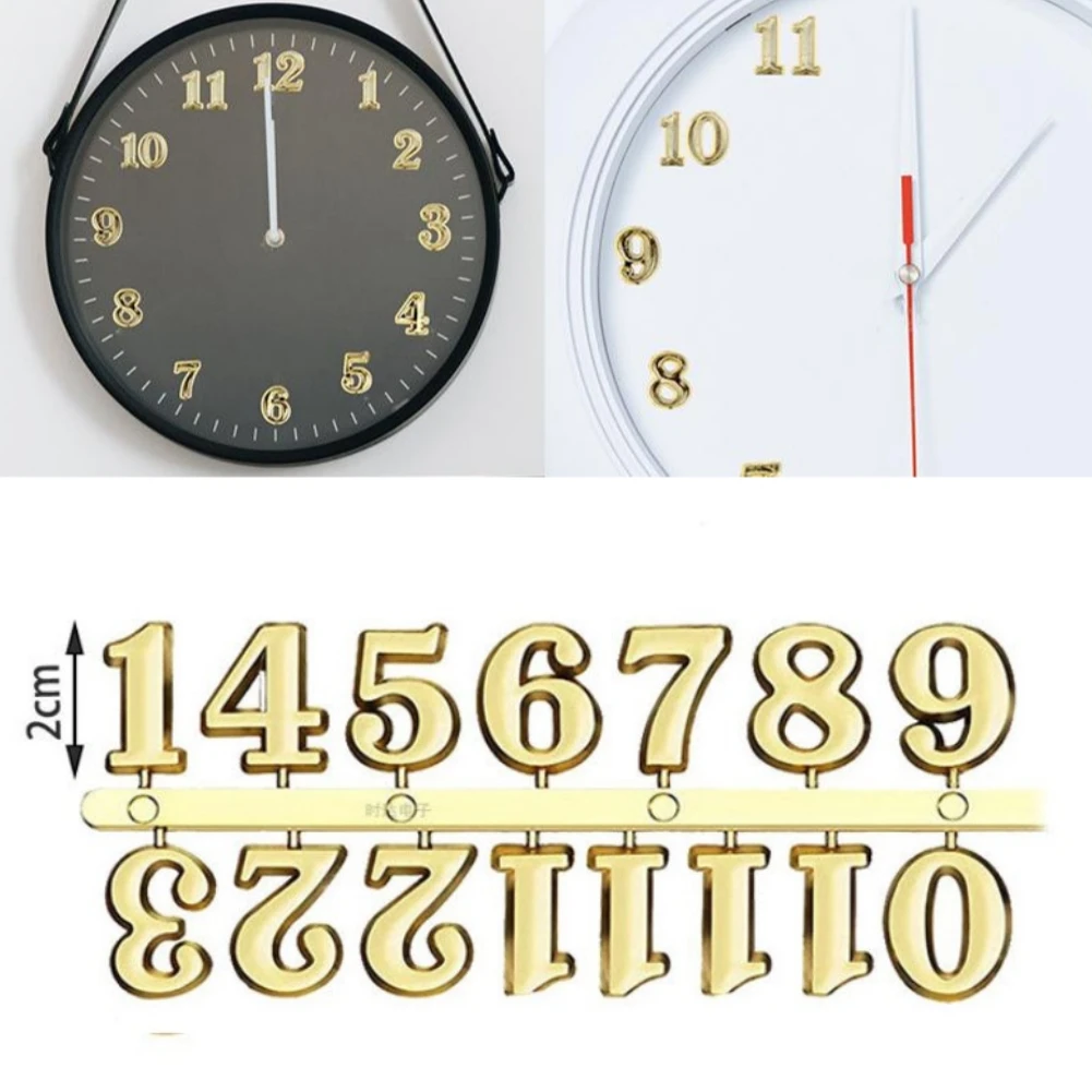 1Set 0-12 Arabic Number Plastic Replacement Gadget Silver Gold Digital Clock Numerals Parts Clock Repair Bell DIY Accessories