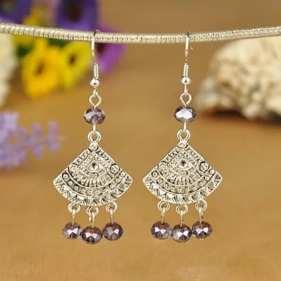 Kissitty 20 Pairs Mixed Color Tibetan Style Chandelier Earrings With Glass Beads Brass Earring Hooks For Women Jewelry Findings