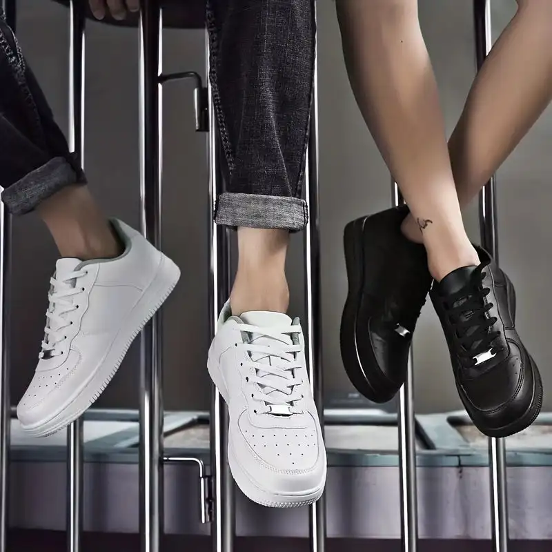 

Women's Low Top Skate Shoes, Breathable Solid Color Lace Up Round Toe Sneakers, Casual Walking Tennis Shoes