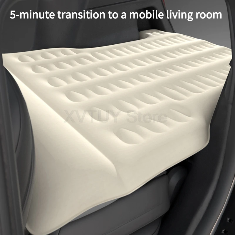 Car Air Inflatable Travel Mattress For Tesla Model Y Outdoor Camping Flocking Multifunctional Sofa Portable Car Rear Folding Bed