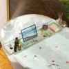 1pc Adjustable Bathtub Caddy - Easy-Glide Adjustable Arms, Stretchable Design for Custom Fit, Built-in Water Drainage System, Ru 1