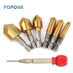Chanfrein à cinq bords + poinçon de positionnement, foret à aléser en acier inoxydable, couteau d'ébavurage à vis conique à 90 degrés 