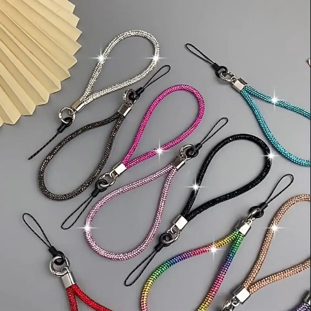 1PC Glitter Flashy Rhinestone Phone Lanyard Diamond Crystal Phone Wrist Straps Keychain Hanging Anti-lost Rope 2
