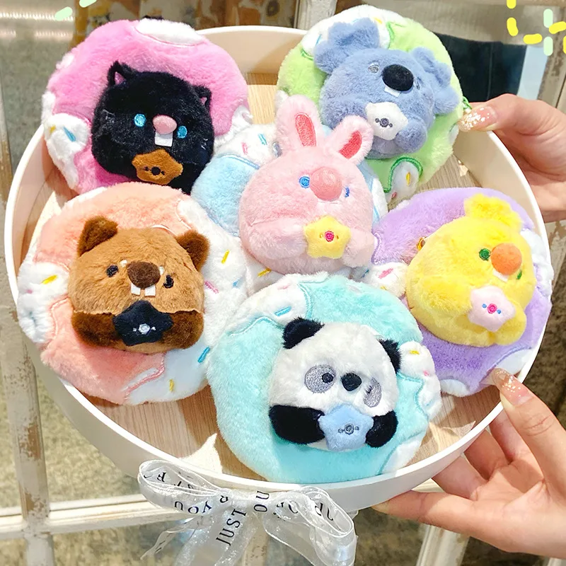 

Cute Small Animal Donut Doll Plush Keychain For Bag Pendant Kawaii Plush Donut Keyrings Creative Panda Stuffed Keychain Gifts