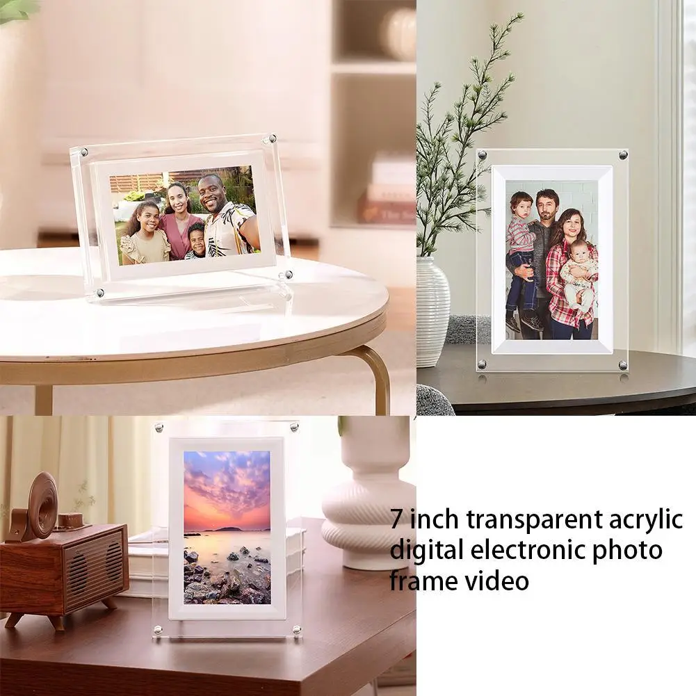 7inch Transparent Acrylic Digital Photo Frame Video Playback Music Player Intelligent Wifi Mobile APP Transmission Picture Frame