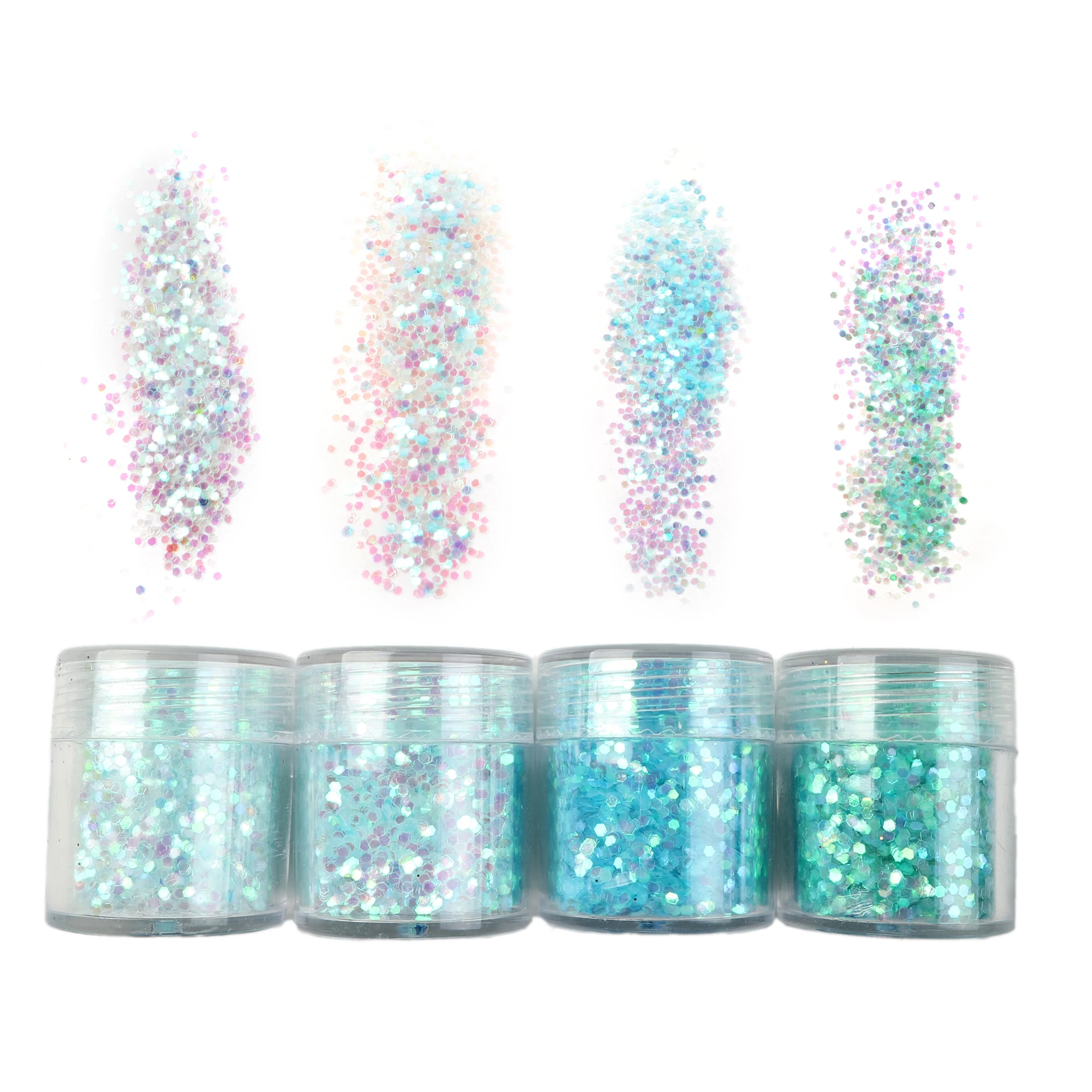 4box/set Glitter Chunky Mixed Hexagon Sequins Powder Manicures