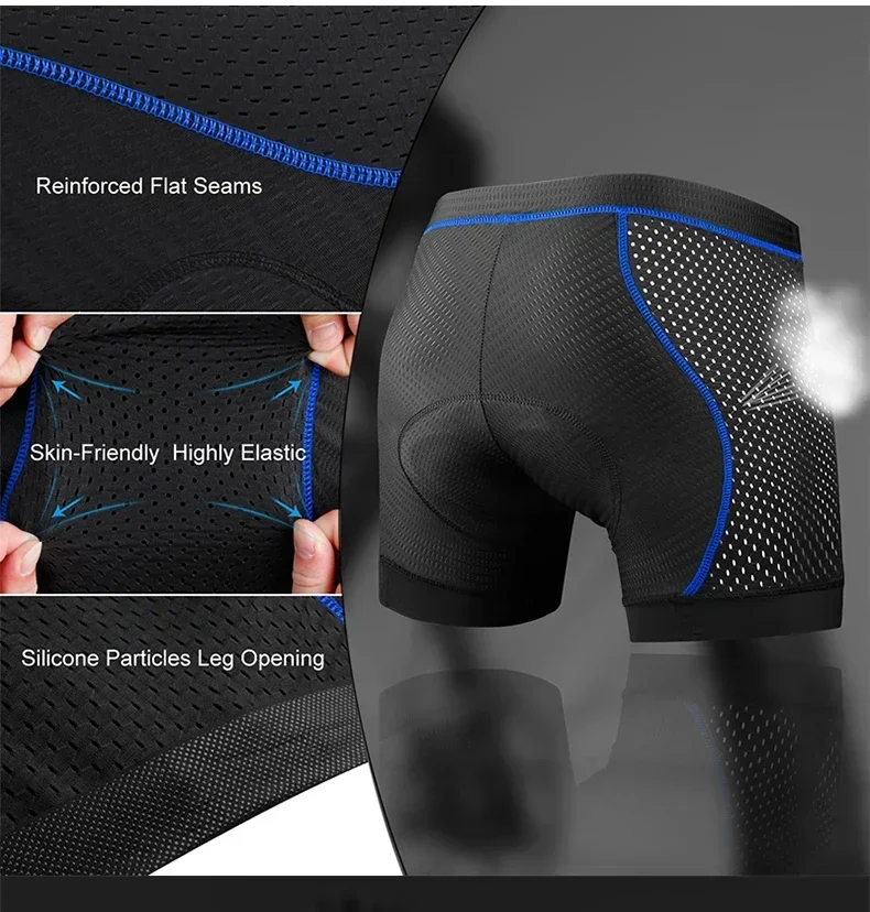 X-TIGER Fahrrad-Unterwäsche MTB Radlerhose 5D Gel Gepolsterte Fahrradhose Stoßdämpfung Atmungsaktive Herren-Radunterwäsche – Detail 6