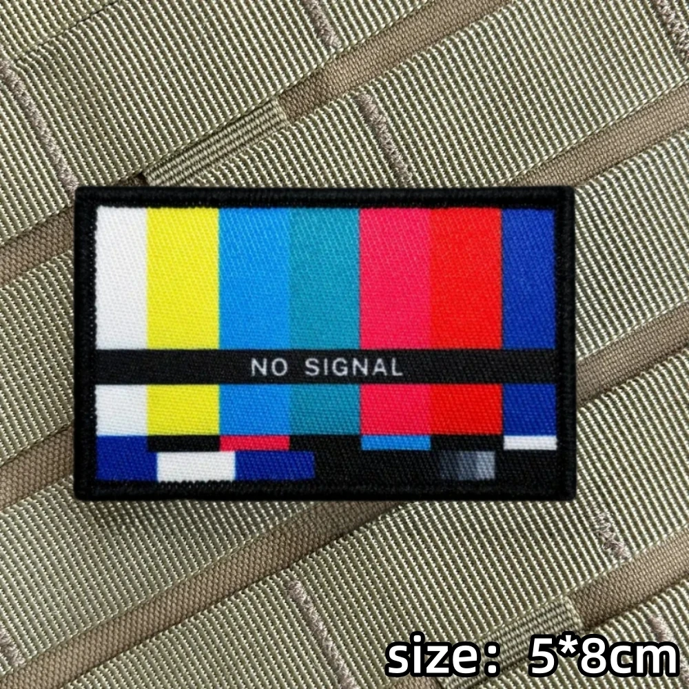 404 nicht gefunden Moral Abzeichen kein Signal Late Night TV Militär Patch taktische Rucksack Aufkleber Druck Klett verschluss Patches – Detail 1