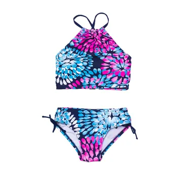 Girl Swimwear New Split Water Drop Print Drawstring Bikini Bottoms Suit 3-14 Years Old Swimsuit Kids Girl купальник детский 1