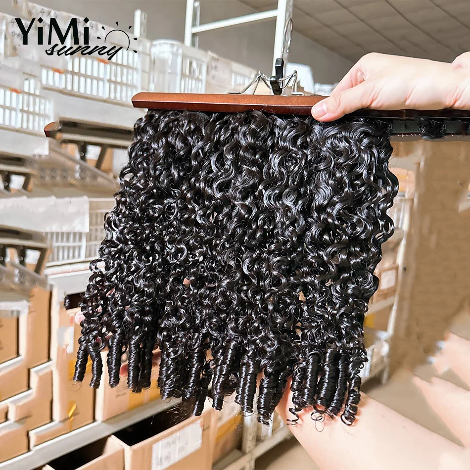 Double Drawn Burmese Curly 3C 4A Human Hair Bundles Unprocessed Virgin Extension Weft Deals Make Full Head For Women Yimisunny