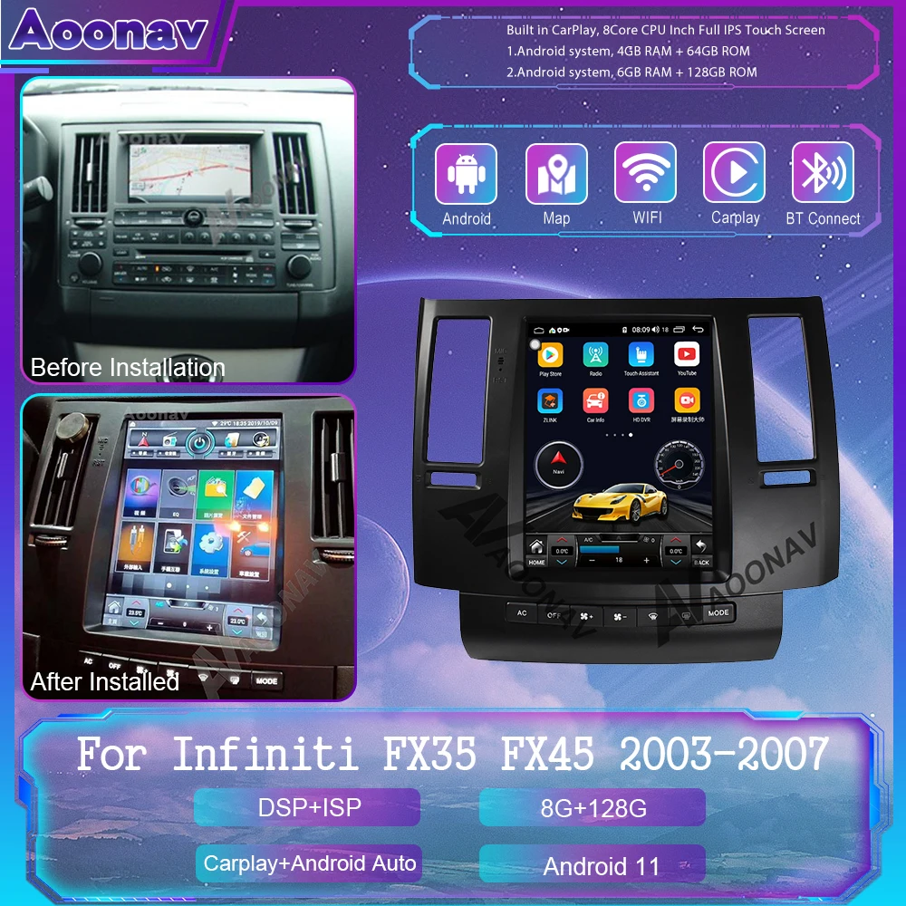 Android11 Car Radio For Infiniti FX FX35 FX45 2003 2007 DVD Multimedia