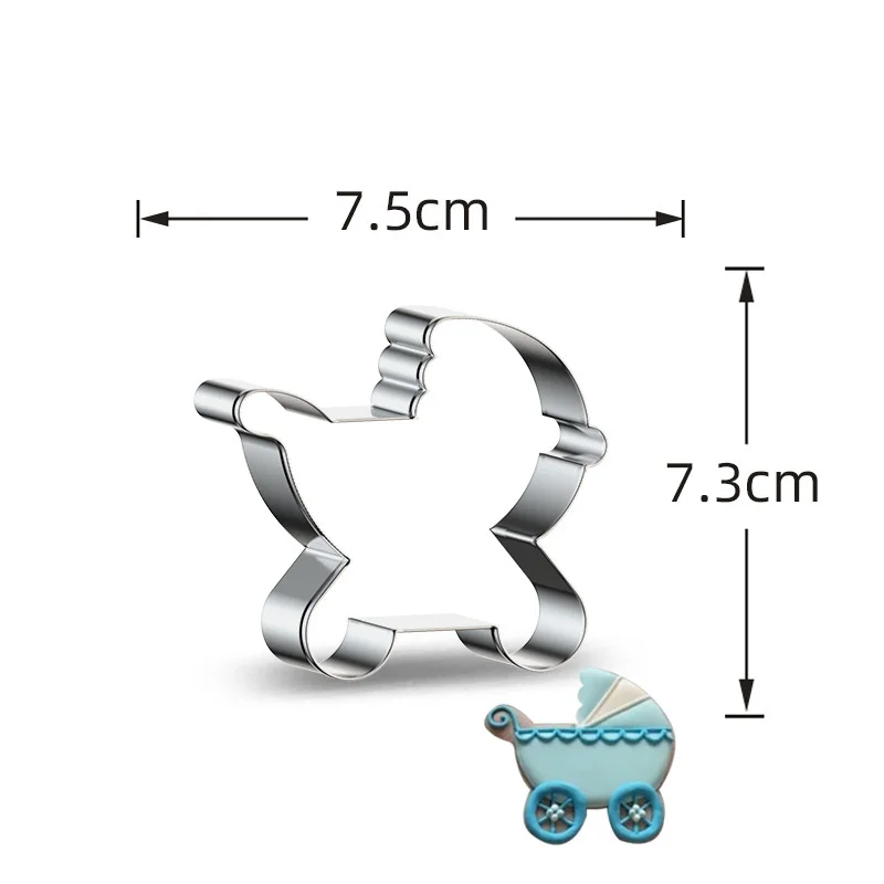 1pc Stainless Steel Baby Shower Cookie Molds Baby Footprint T-shirt Biscuit Cutter Molds for Shower Party DIY Baking Supply