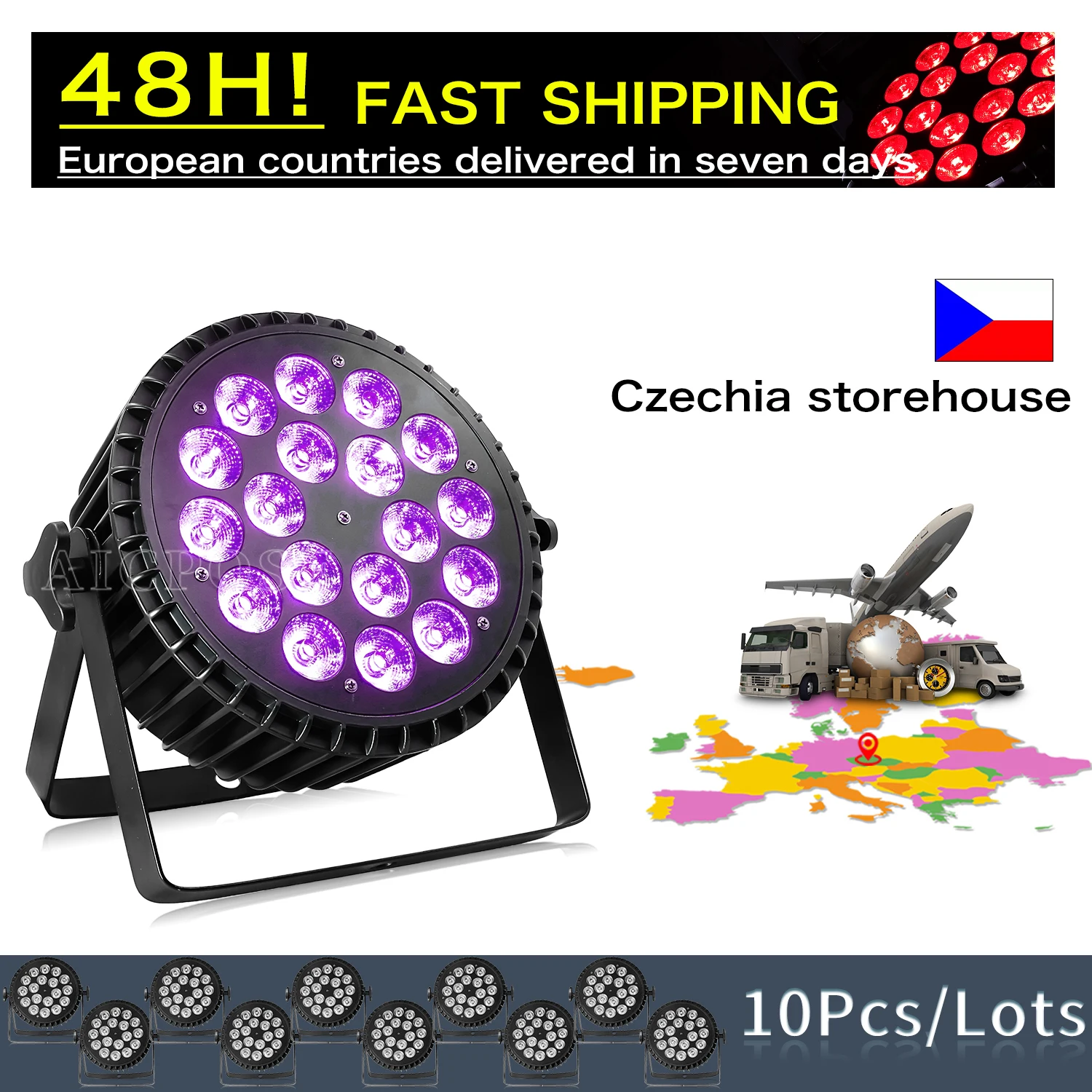 

10Pcs/Lots 18x12W RGBW/18x18W RGBWA UV 6 in 1 LED Par Light DMX512 Control Aluminum Stage Light Party Wedding DJ Disco Equipment