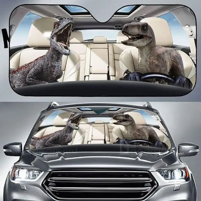 

Солнцезащитный козырек для автомобиля динозавра, солнцезащитный козырек для пары динозавров для вождения автомобиля, солнцезащитный козырек для влюбленных, солнцезащитный козырек на Хэллоуин