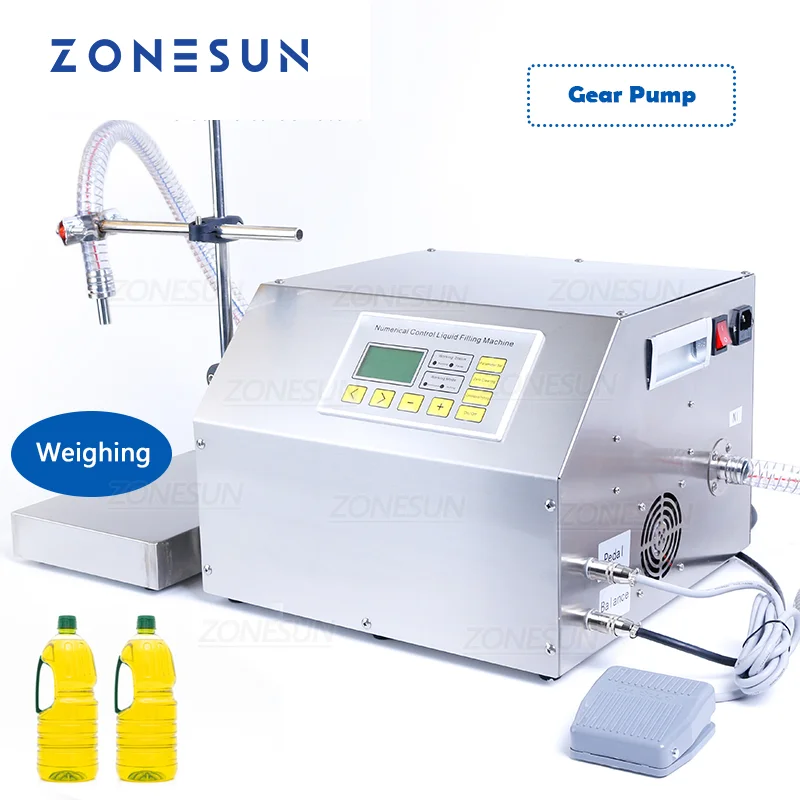 ZONESUN ZS-GP261W Semi-automatic Edible Oil Hydraulic Engine Oil Weighing Filling Machine Gear Pump Plastic Bottle Vial Filler