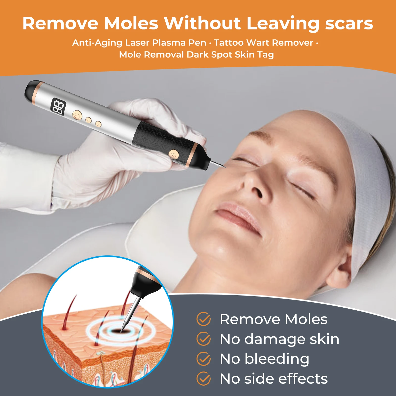 Laser Plasma Pen 15 Level Black Dots Mole Wart Remover Pen Dark Spot Remover For Face Blemish Removal Laser Skin Tag Removal